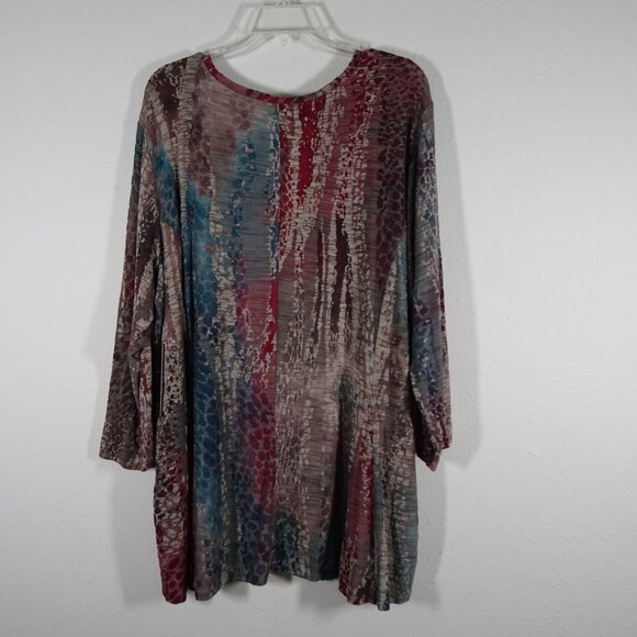 Ali Miles Knit Tunic Top Women's Plus Size 2X Multicolor Loose Fit Burnout - Picture 5 of 10